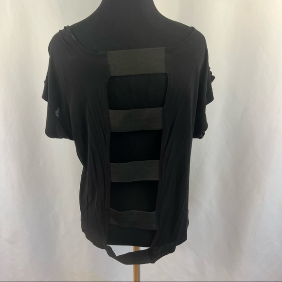 Charlotte Russe Top Sequined Womens Size Medium M Animal Print Open Back Black - Picture 4 of 4